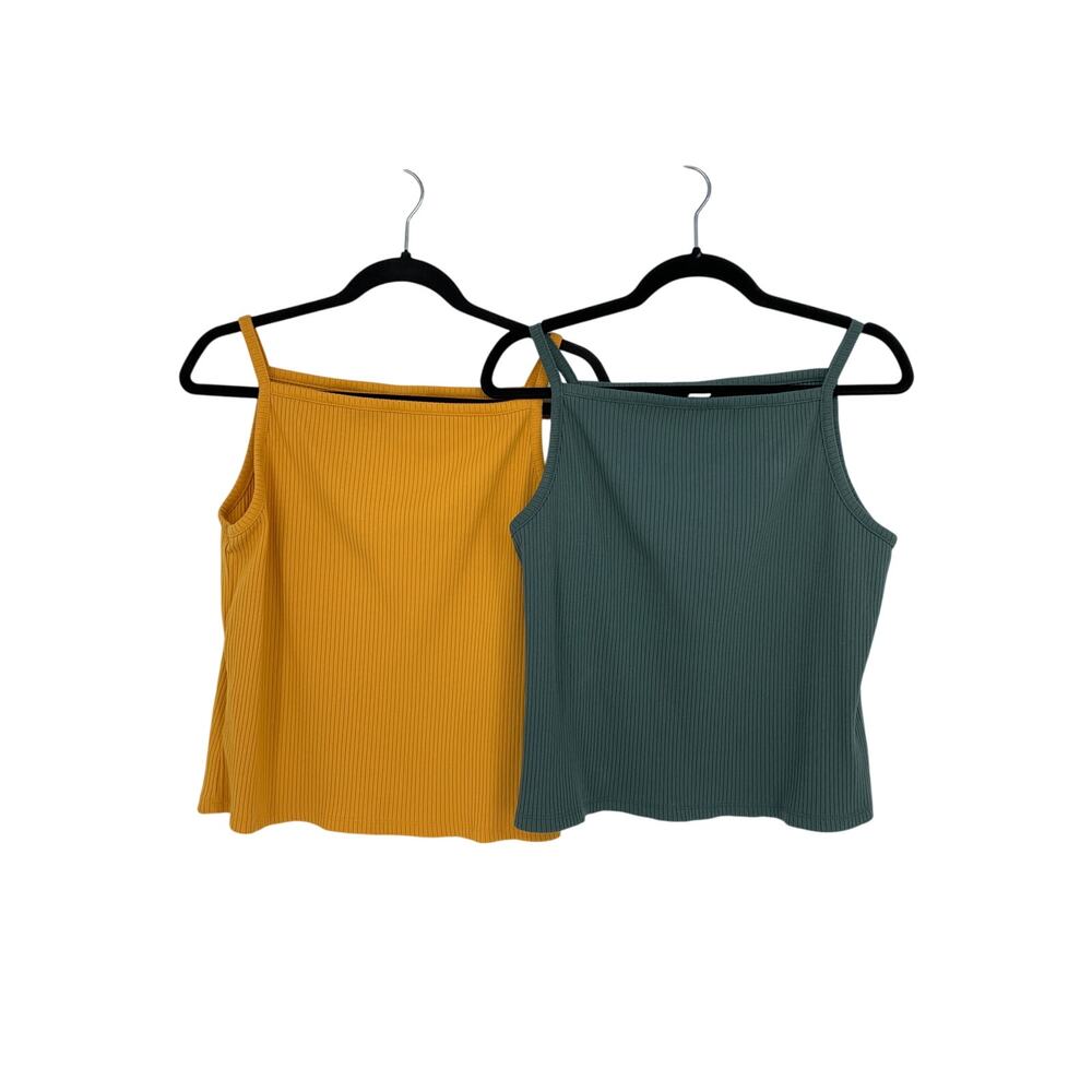 Old Navy Tank Top Set of Two Womens Sz XL Golden Yellow + Green Gray